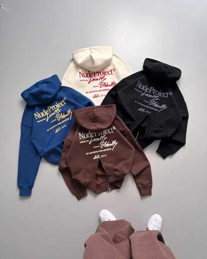 Global Soon Zip-Up Hoodie Blue