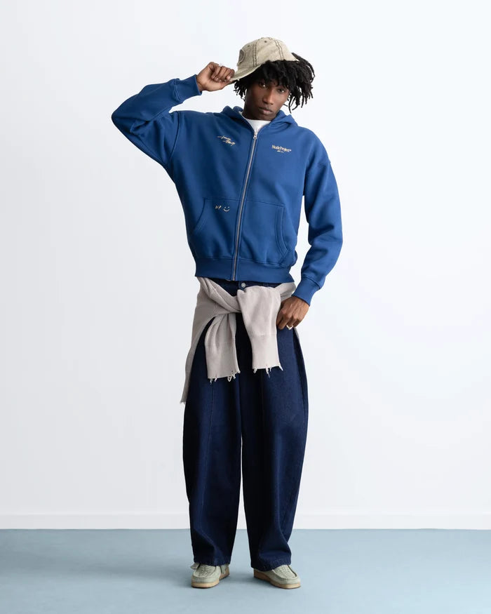 Global Soon Zip-Up Hoodie Blue