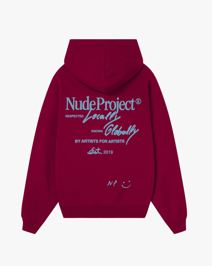 Global Soon Zip-Up Hoodie Burgundy
