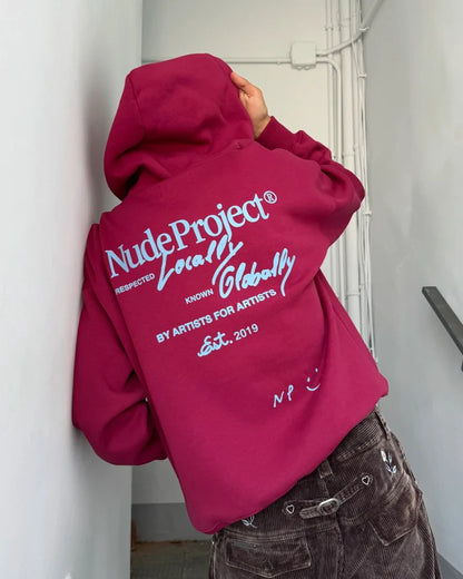 Global Soon Zip-Up Hoodie Burgundy