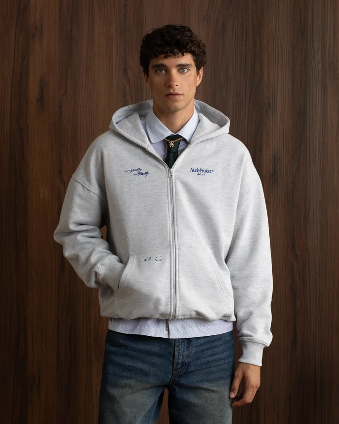 Global Soon Zip-Up Hoodie Grey