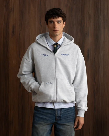 Global Soon Zip-Up Hoodie Grey
