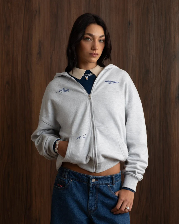 Global Soon Zip-Up Hoodie Grey