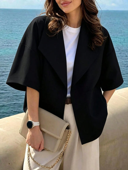 GlowEve CURVE Plus Size Women's Solid Color Versatile Thin Short Sleeve Jacket