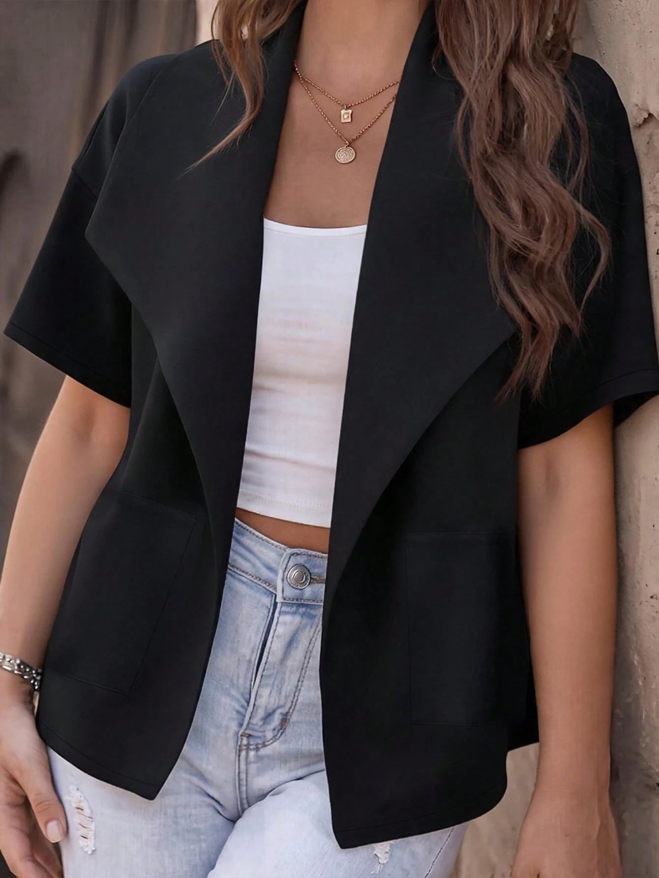 GlowEve CURVE Plus Size Women's Solid Color Versatile Thin Short Sleeve Jacket