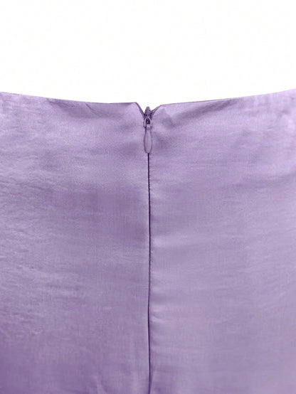 GlowEve New Woven Satin Ribbon Design Metal Decor Elegant Daily Wear Women Skirt