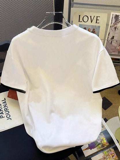 GlowEve Women's Floral Print Crew Neck Short Sleeve Casual Versatile T-Shirt