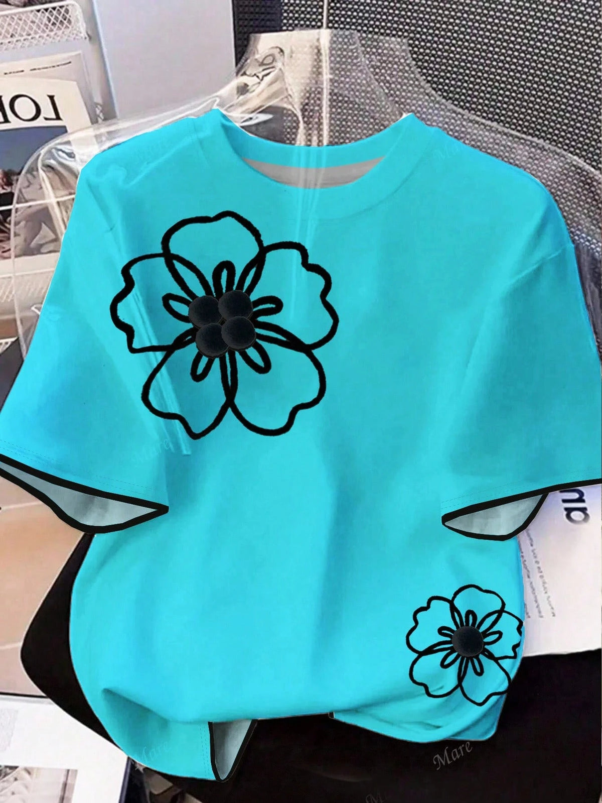 GlowEve Women's Floral Print Crew Neck Short Sleeve Casual Versatile T-Shirt