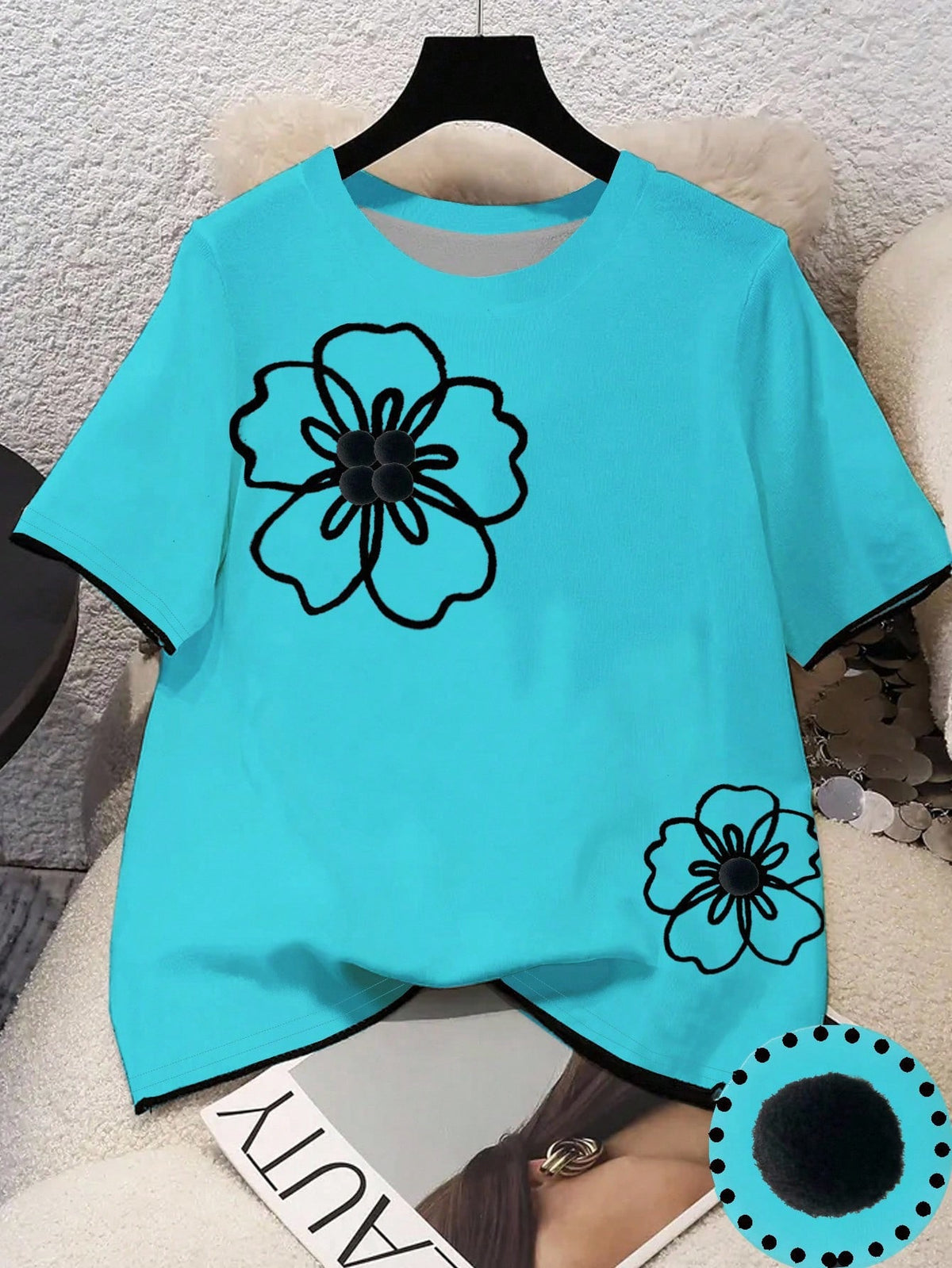 GlowEve Women's Floral Print Crew Neck Short Sleeve Casual Versatile T-Shirt