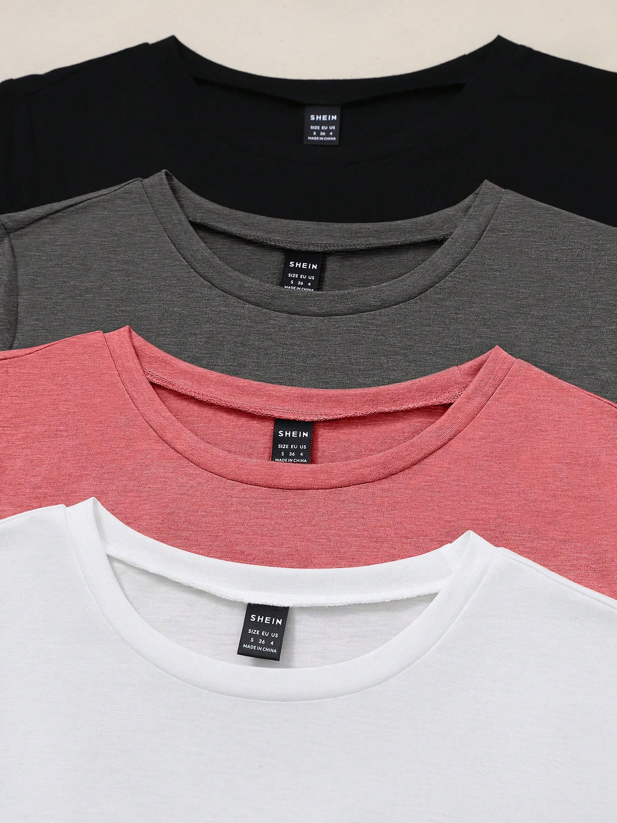 GlowEve Women's Summer Plain Round Neck Short Sleeve Casual T-Shirt 4pcs/Set