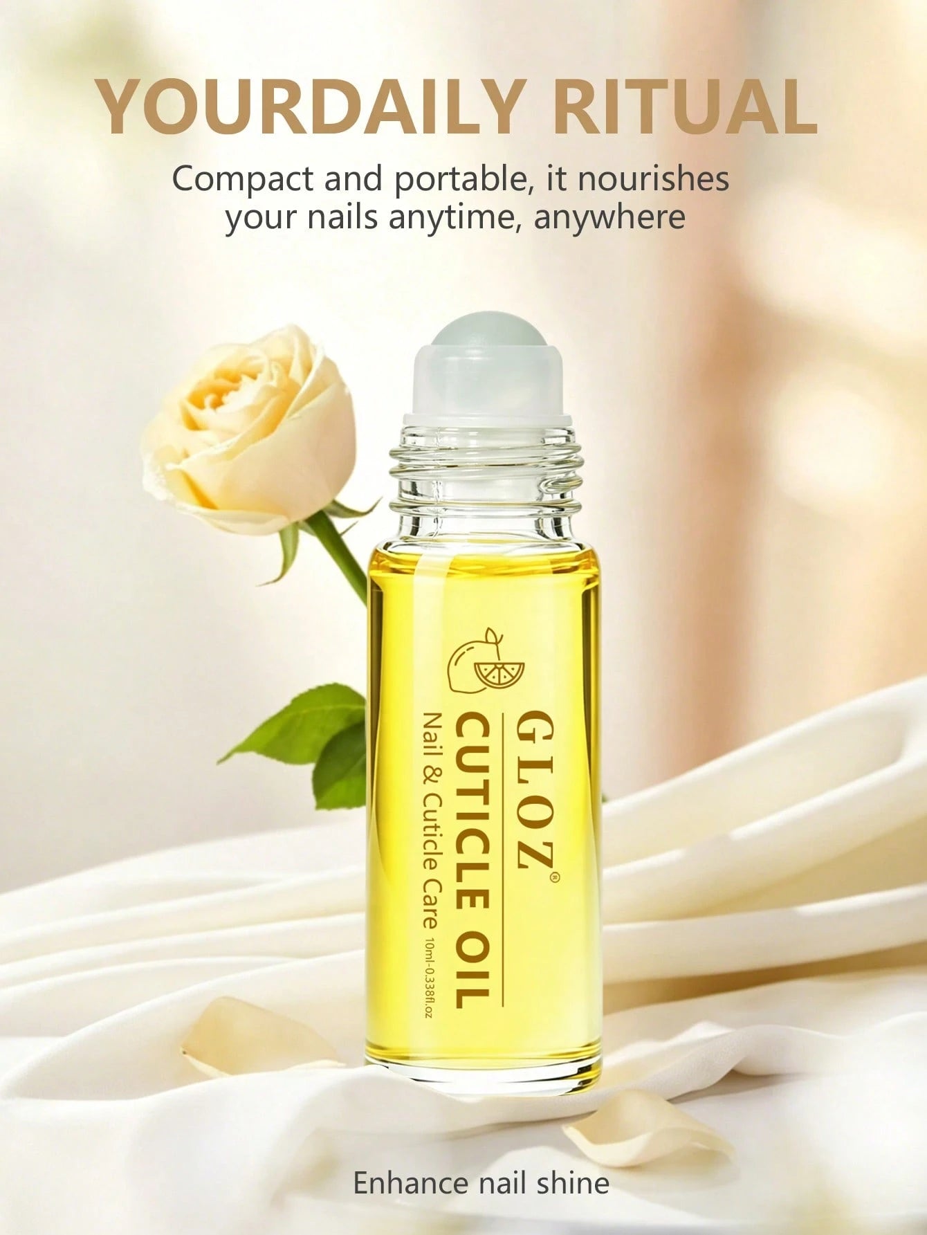 GLOZ 10ml Roll-On Cuticle Oil, Travel Size Nail Oil Cuticle Care Strengthener Oil, Repair For Damaged Nails, Moisturizing To Promote Nail Growth