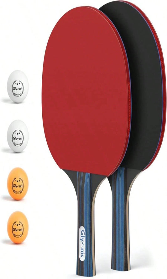 Glymnis Ping Pong Paddles Set Table Tennis Rackets With Balls, Storage Case For Indoor Outdoor Table Tennis Paddle Game Accessories