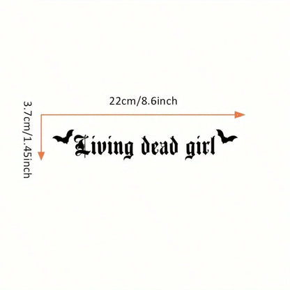Gothic Grace,"Living Dead Girl"Car Decal, Spooky Car Banner, Goth Windshield Decal, Car Accessories, Spooky Doorstep Decal, Bats,Halloween