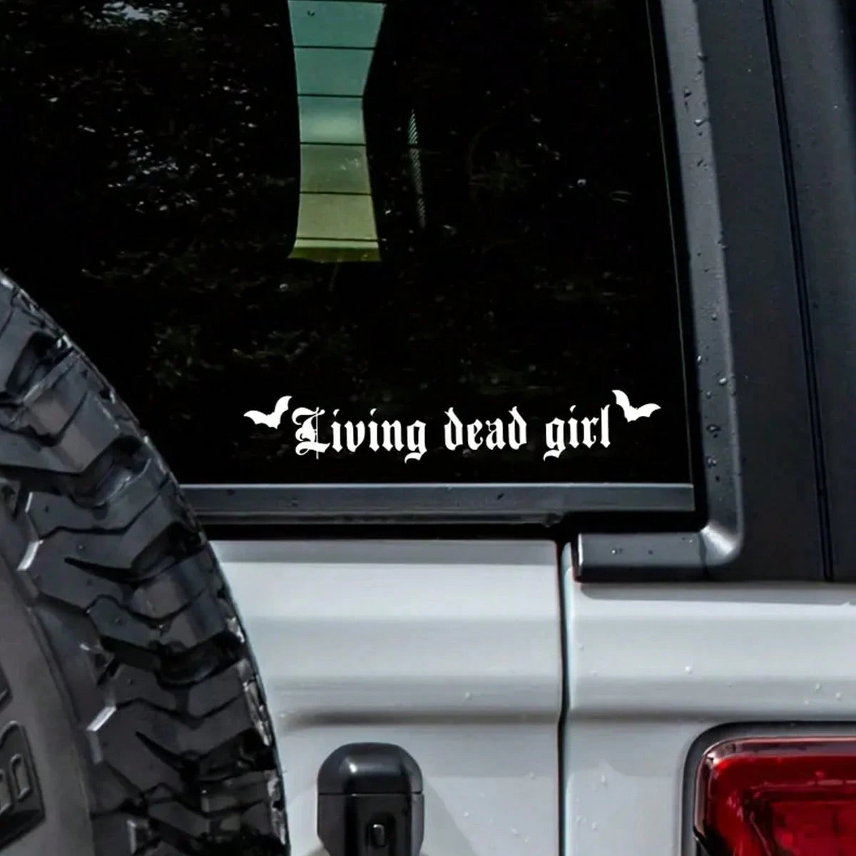 Gothic Grace,"Living Dead Girl"Car Decal, Spooky Car Banner, Goth Windshield Decal, Car Accessories, Spooky Doorstep Decal, Bats,Halloween