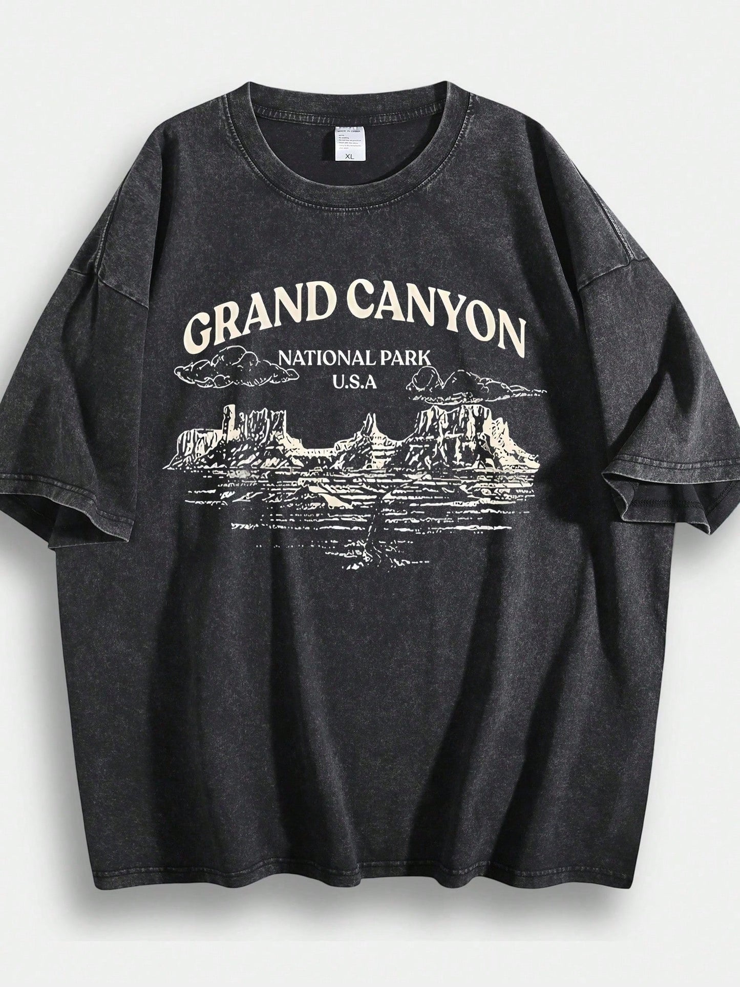 Grand Canyon National Park Pattern T-Shirt-100% Cotton, Short Sleeved, Round Neck, Summer Casual Outdoor Clothing, Machine Washable.Jpg