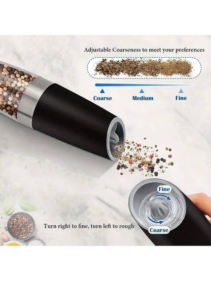 Gravity Electric Salt And Pepper Grinder- Salt & Pepper Mill Sets With LED Light, One Hand Automatic Operation, Adjustable Coarseness, Spice Shakers, Kitchen Gadgets, Gift For Christmas And Halloween