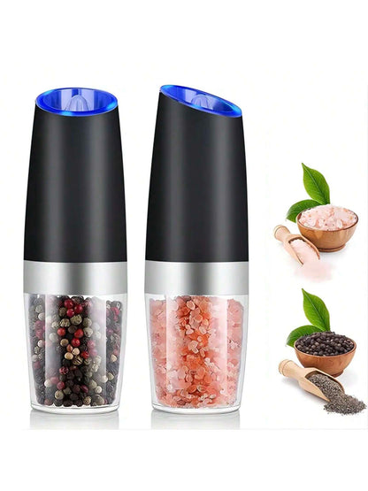 Gravity Electric Salt And Pepper Grinder- Salt & Pepper Mill Sets With LED Light, One Hand Automatic Operation, Adjustable Coarseness, Spice Shakers, Kitchen Gadgets, Gift For Christmas And Halloween
