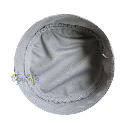 Gray and Silver Madun Vented Top Pliable Two-Color Round Kufi Hat