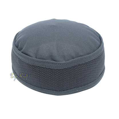 Gray Madun Vented Top Pliable Two-Color Round Kufi Hat