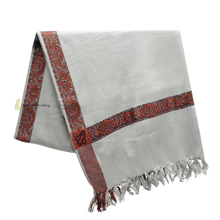 Gray Rust Brown Edge Habaib Sorban Scarf Faux Cashmere Turban with Design