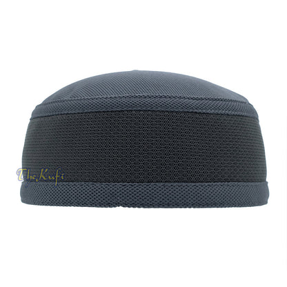 Gray with Dark Gray Madun Vented Top Pliable Two-Color Round Kufi Hat