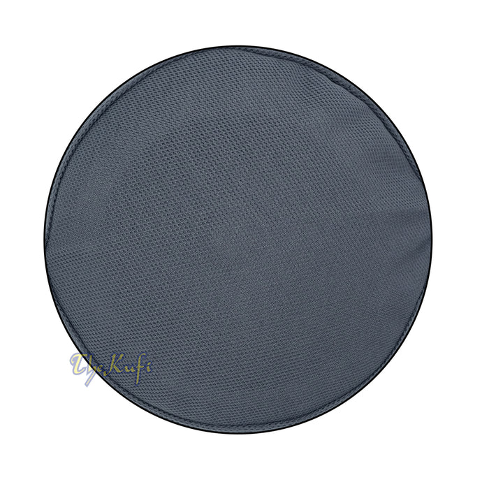 Gray with Dark Gray Madun Vented Top Pliable Two-Color Round Kufi Hat