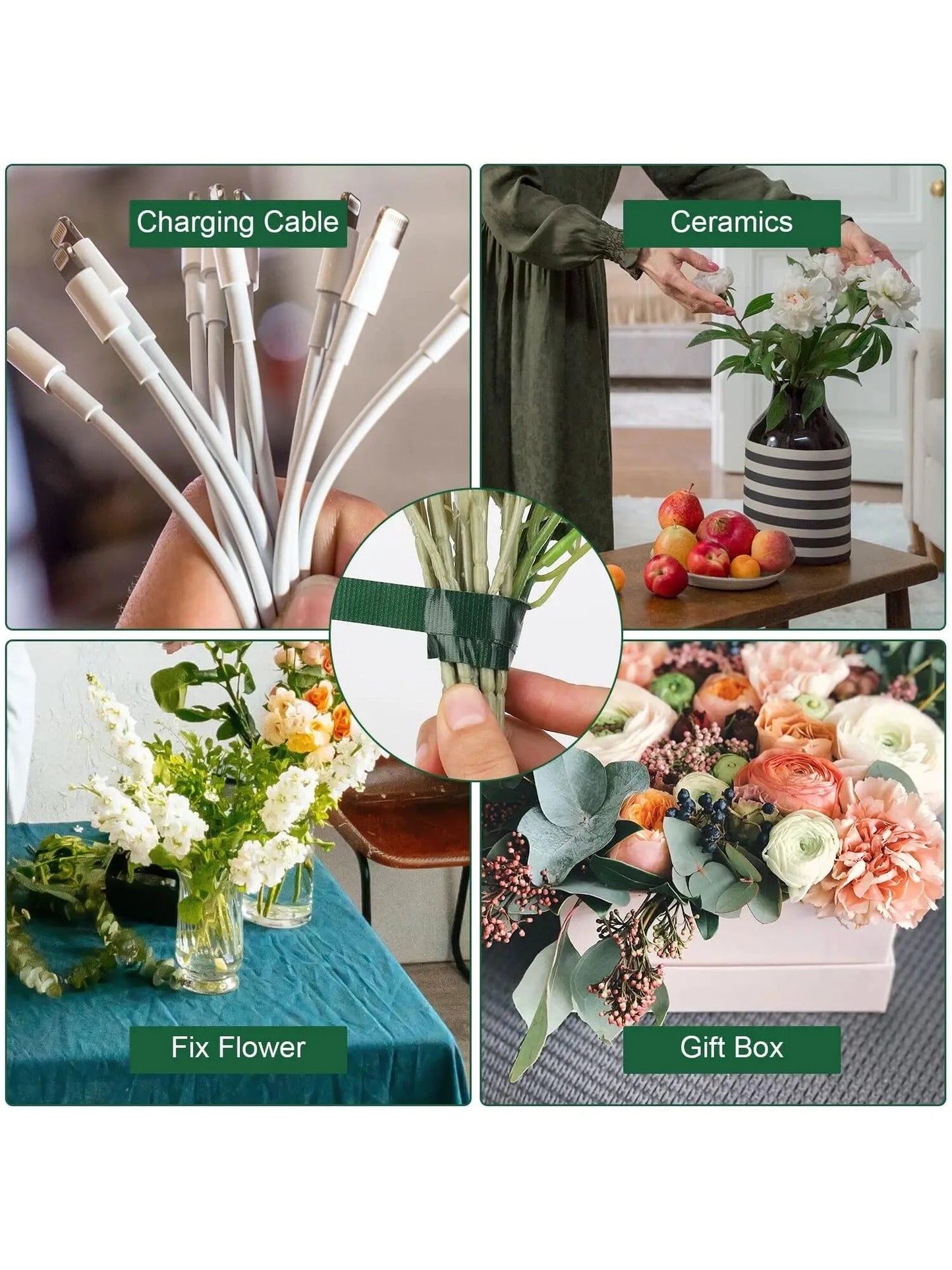 Green Floral Tape High Quality Waterproof Floral Tape Flower Tape For Bouquet Stem Wrapping And Floral Crafts Flower Arrangements Supplies For Bouquet Stem Wrap 6mm 12mm 30yards