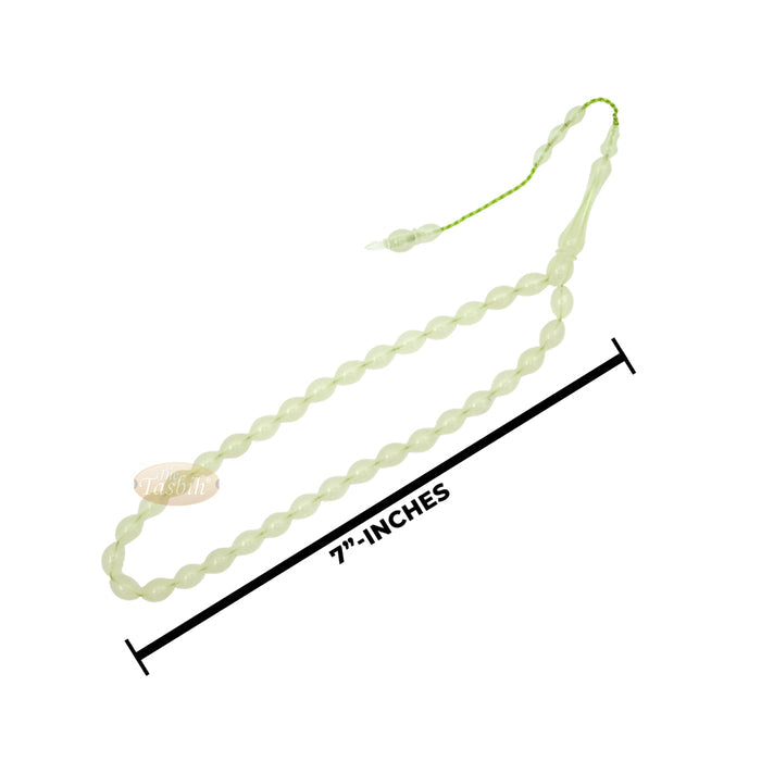 Green Glow-In-The-Dark Plastic Tasbih - 12x9 mm Prayer Beads Subha