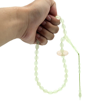 Green Glow-In-The-Dark Plastic Tasbih - 12x9 mm Prayer Beads Subha