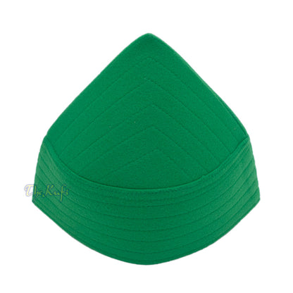 Green Naqshibandi Sufi Taj Faux Felt with Stitching Pointed Design Top Kufi Hat