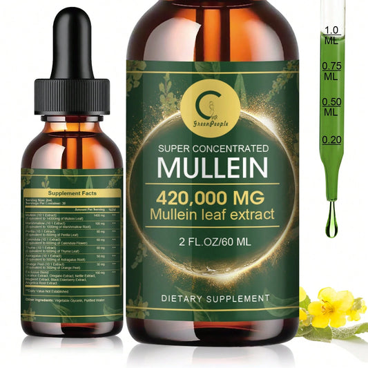 GREENPEOPLE Mullein Leaf Extract Natural Liquid Drops Healthy Lung Cleanse Respiratory 60ML
