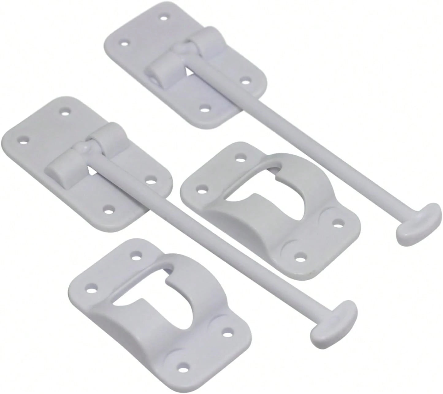 H. Bowes 2 Pack: RV T-Style Door Holder Catch 3-1/2" For Latch Holder Camper Trailer Cargo Hatch White