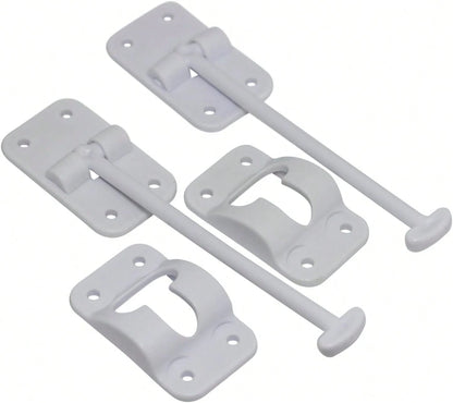 H. Bowes 2 Pack: RV T-Style Door Holder Catch 3-1/2" For Latch Holder Camper Trailer Cargo Hatch White