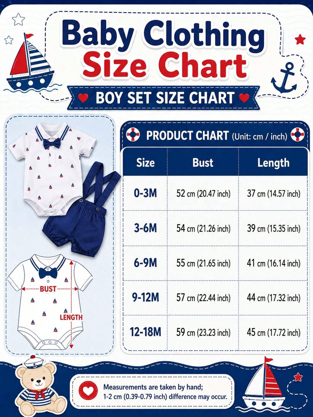 H HIBOBI 2pcs/Set Baby Boy Sailboat Printed Short Sleeve Romper And Dungaree Shorts Set For Spring/Summer