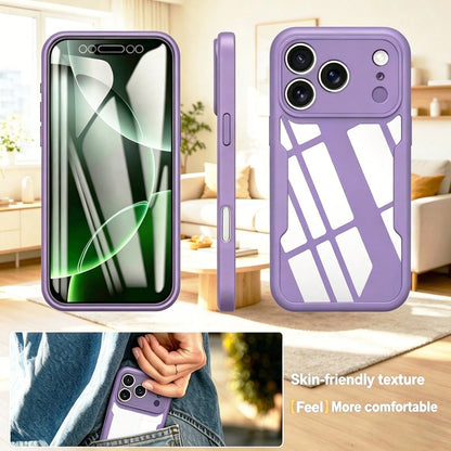 Hadaasi 1pc Lilac Color Shell Film Integrated 360° Full Coverage TPU+PC 2-In-1 Acrylic Double-Sided Protection Anti-Drop Silicone Protective Case Color-Block Ultra-Thin Phone Case Compatible With Appl