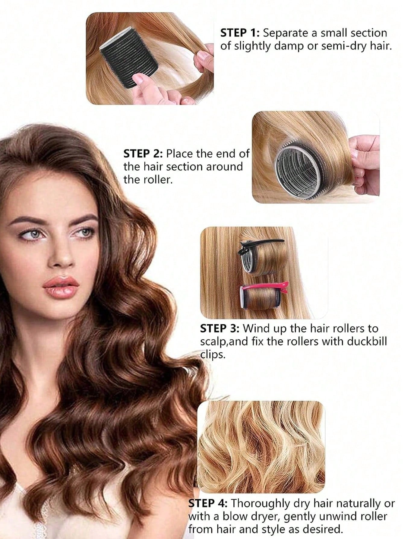 Hair Rollers With Clips, Self-Gripping Curler Suitable For Long/Medium/Short Hair And Bangs, DIY Hair Curling Tool (Includes 12pcs Large Roller Tubes + 6pcs Clips)