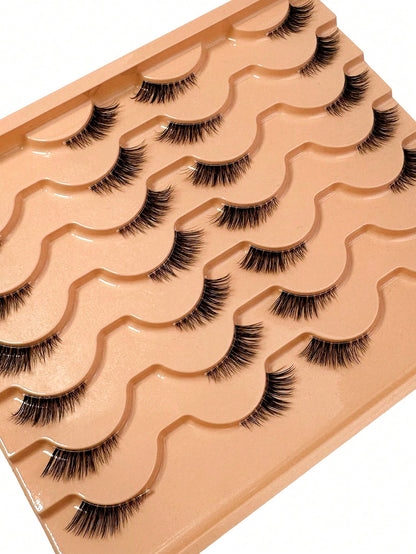Half Eye Lashes Cat Eye Lashes 14Pairs False Eyelashes Fluffy Soft Natural Look Clear Band 3D Mink Lashes Extension Makeup