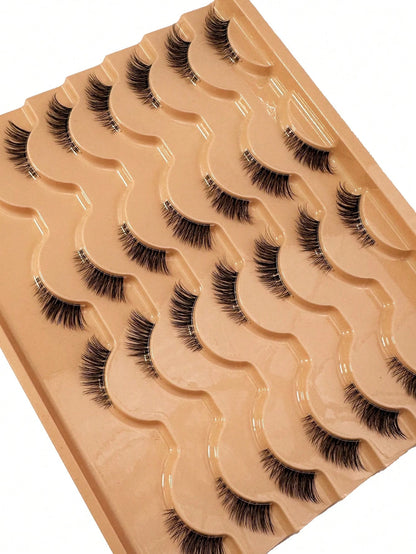 Half Eye Lashes Cat Eye Lashes 14Pairs False Eyelashes Fluffy Soft Natural Look Clear Band 3D Mink Lashes Extension Makeup