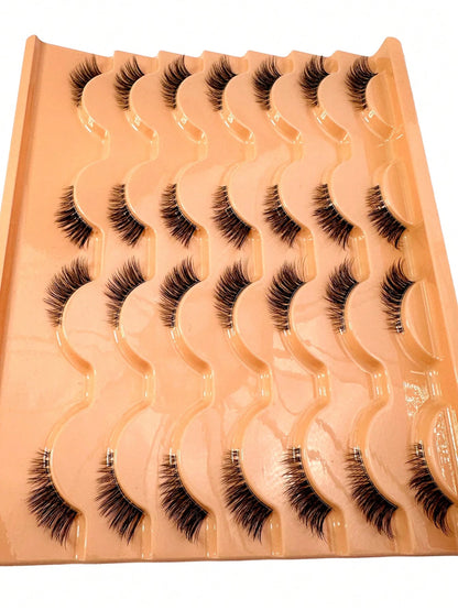 Half Eye Lashes Cat Eye Lashes 14Pairs False Eyelashes Fluffy Soft Natural Look Clear Band 3D Mink Lashes Extension Makeup