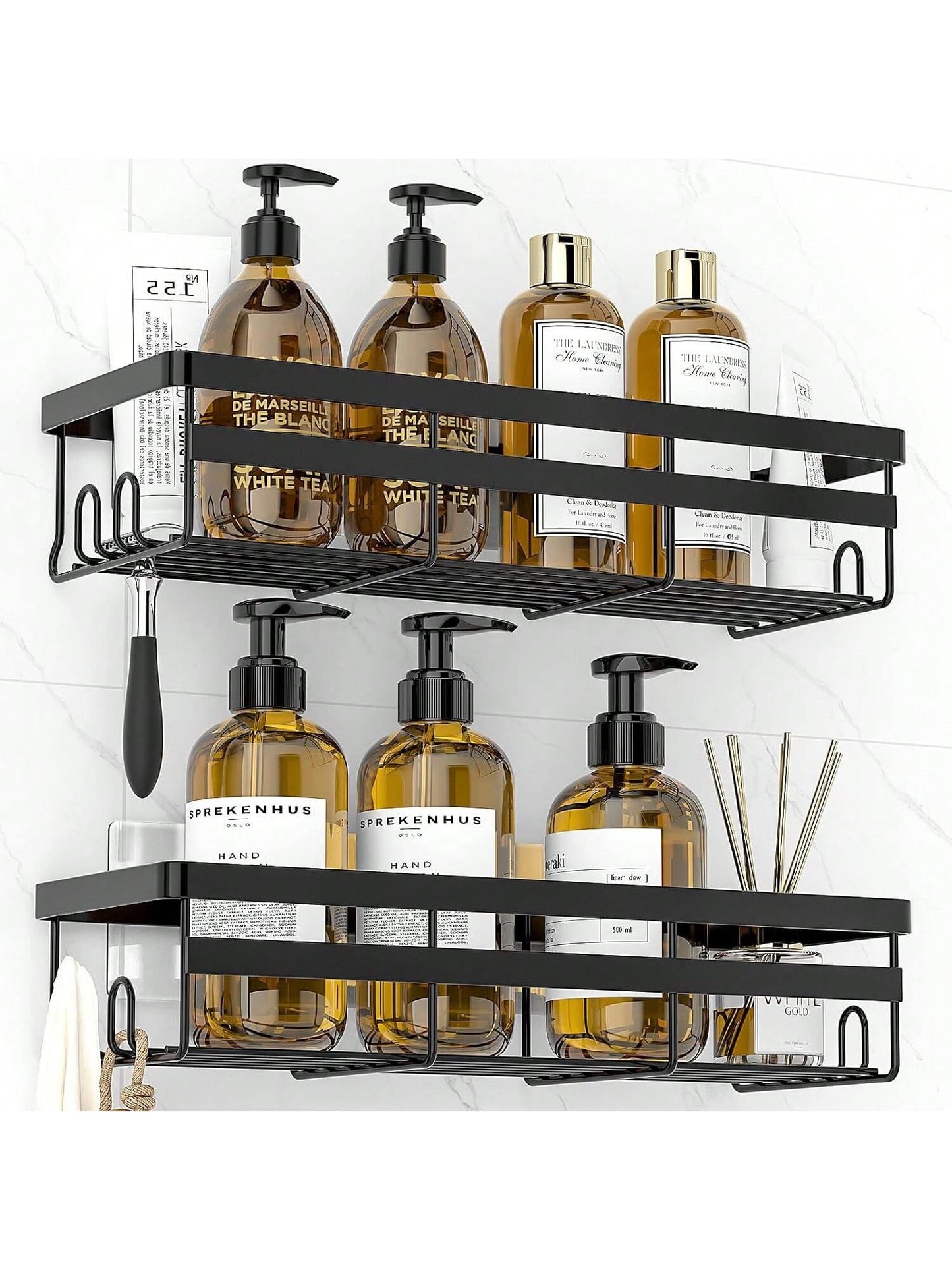 Halloween Decorations, Shower Caddies 2 Pack- Adhesive Hanging Shower Shelf- Bathroom Organizers And Storage, No Drilling Stainless Shower Shelves For Home Decor, Bathroom Accessories