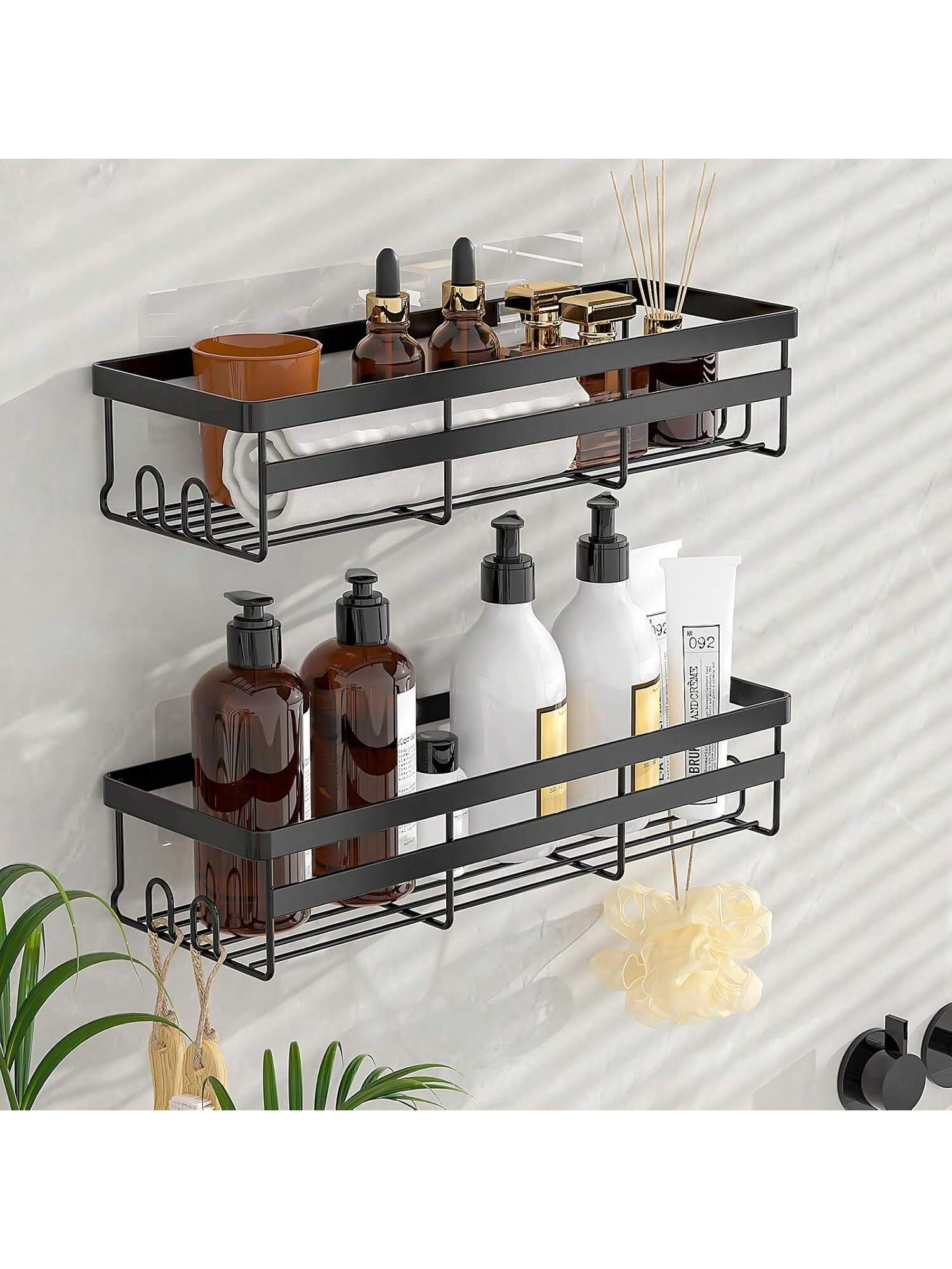 Halloween Decorations, Shower Caddies 2 Pack- Adhesive Hanging Shower Shelf- Bathroom Organizers And Storage, No Drilling Stainless Shower Shelves For Home Decor, Bathroom Accessories