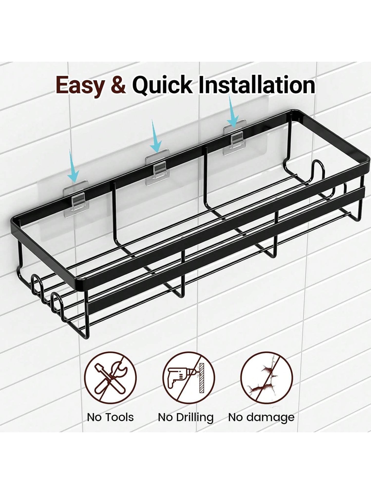 Halloween Decorations, Shower Caddies 2 Pack- Adhesive Hanging Shower Shelf- Bathroom Organizers And Storage, No Drilling Stainless Shower Shelves For Home Decor, Bathroom Accessories