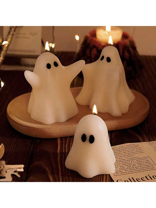 Halloween Ghost Shaped Scented Candle, Handmade Decor Piece For Holidays, Home, Restaurant, Birthday, Party, Bathroom (No Wooden Base Included) Home Decor Halloween Decor Room Decor