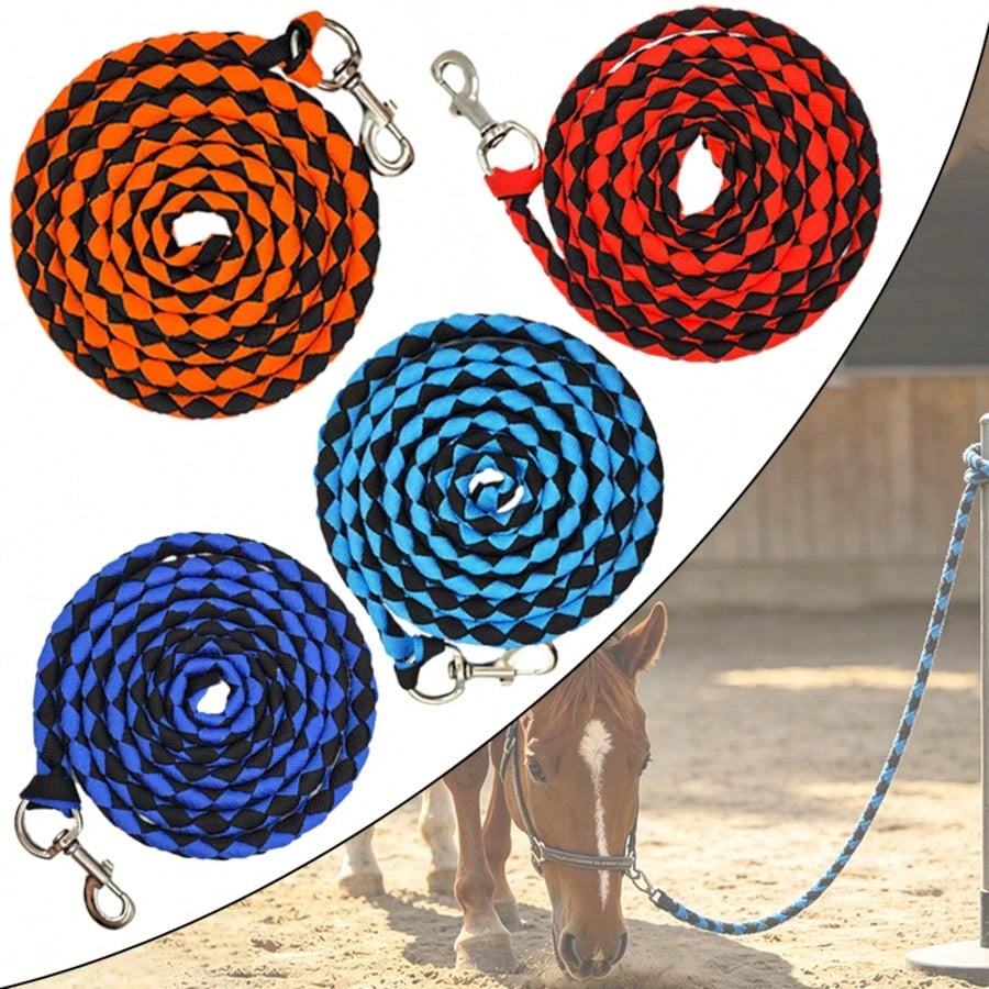 Hand-Woven Nylon Horse Lead Rope, Wear-Resistant Anti-Pulling Equestrian Lead Rope, Outdoor Ranch Horse Tie Training Rope, Heavy-Duty Soft Rope Training Lead Rope, Suitable For Equestrian Riding Train