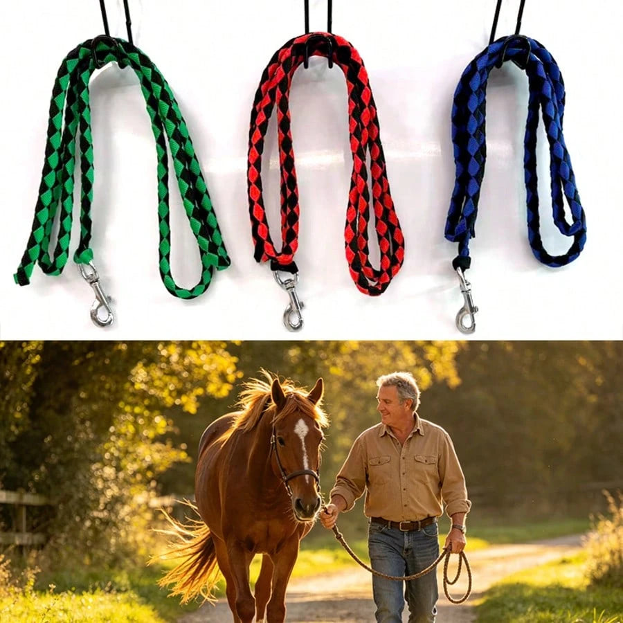 Hand-Woven Nylon Horse Lead Rope, Wear-Resistant Anti-Pulling Equestrian Lead Rope, Outdoor Ranch Horse Tie Training Rope, Heavy-Duty Soft Rope Training Lead Rope, Suitable For Equestrian Riding Train