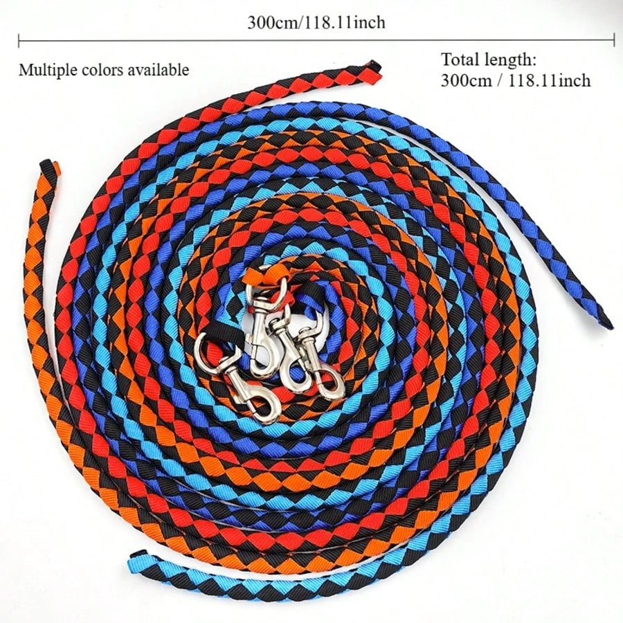 Hand-Woven Nylon Horse Lead Rope, Wear-Resistant Anti-Pulling Equestrian Lead Rope, Outdoor Ranch Horse Tie Training Rope, Heavy-Duty Soft Rope Training Lead Rope, Suitable For Equestrian Riding Train