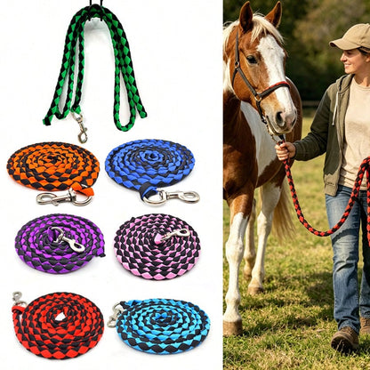 Hand-Woven Nylon Horse Lead Rope, Wear-Resistant Anti-Pulling Equestrian Lead Rope, Outdoor Ranch Horse Tie Training Rope, Heavy-Duty Soft Rope Training Lead Rope, Suitable For Equestrian Riding Train