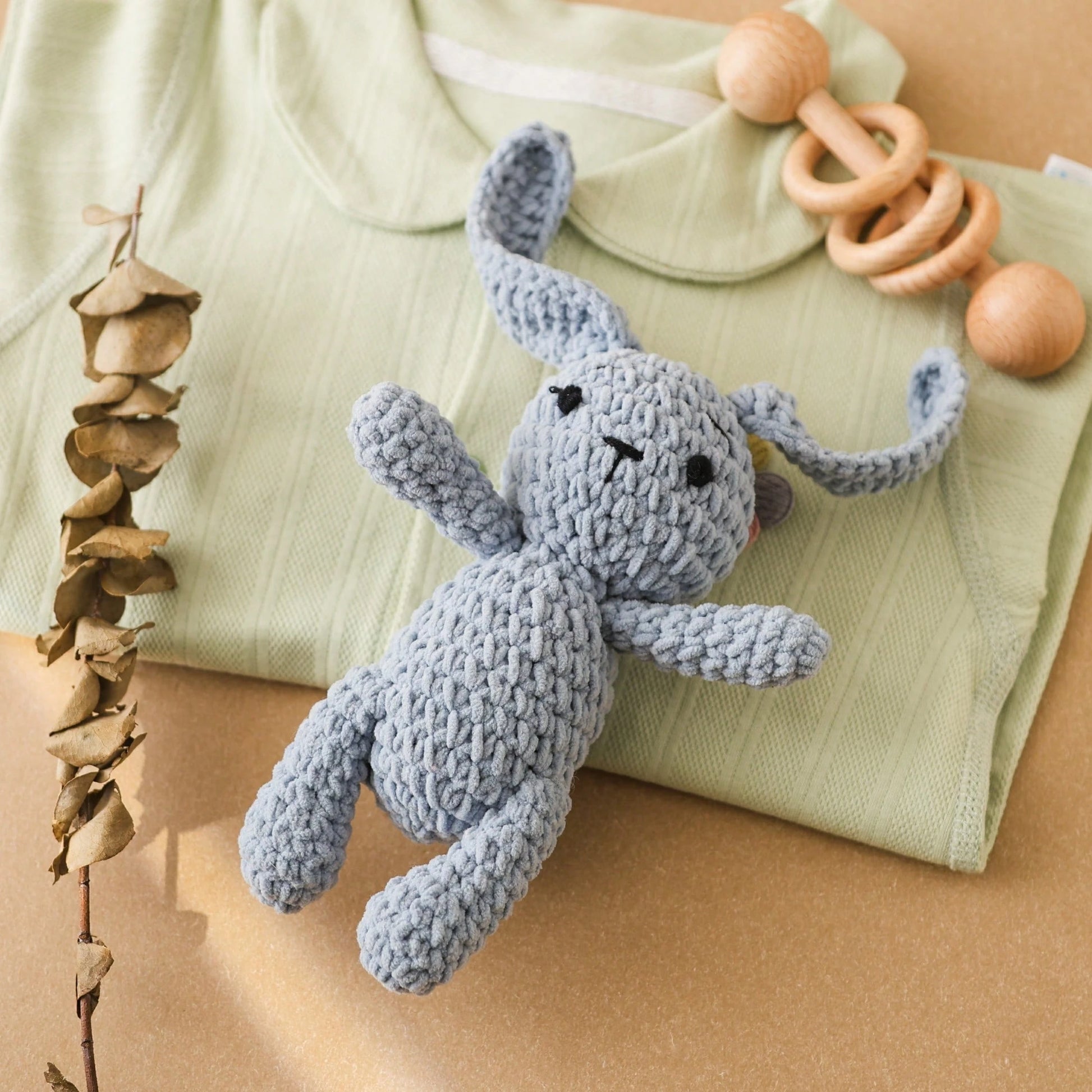 Handmade Crocheted Rabbit, Baby Rattle Toy, 3D Adorable Design, Detailed, Attracts Baby's Attention, Trains Baby's Hearing, Perfect Birthday, Halloween, Christmas Gift For Baby