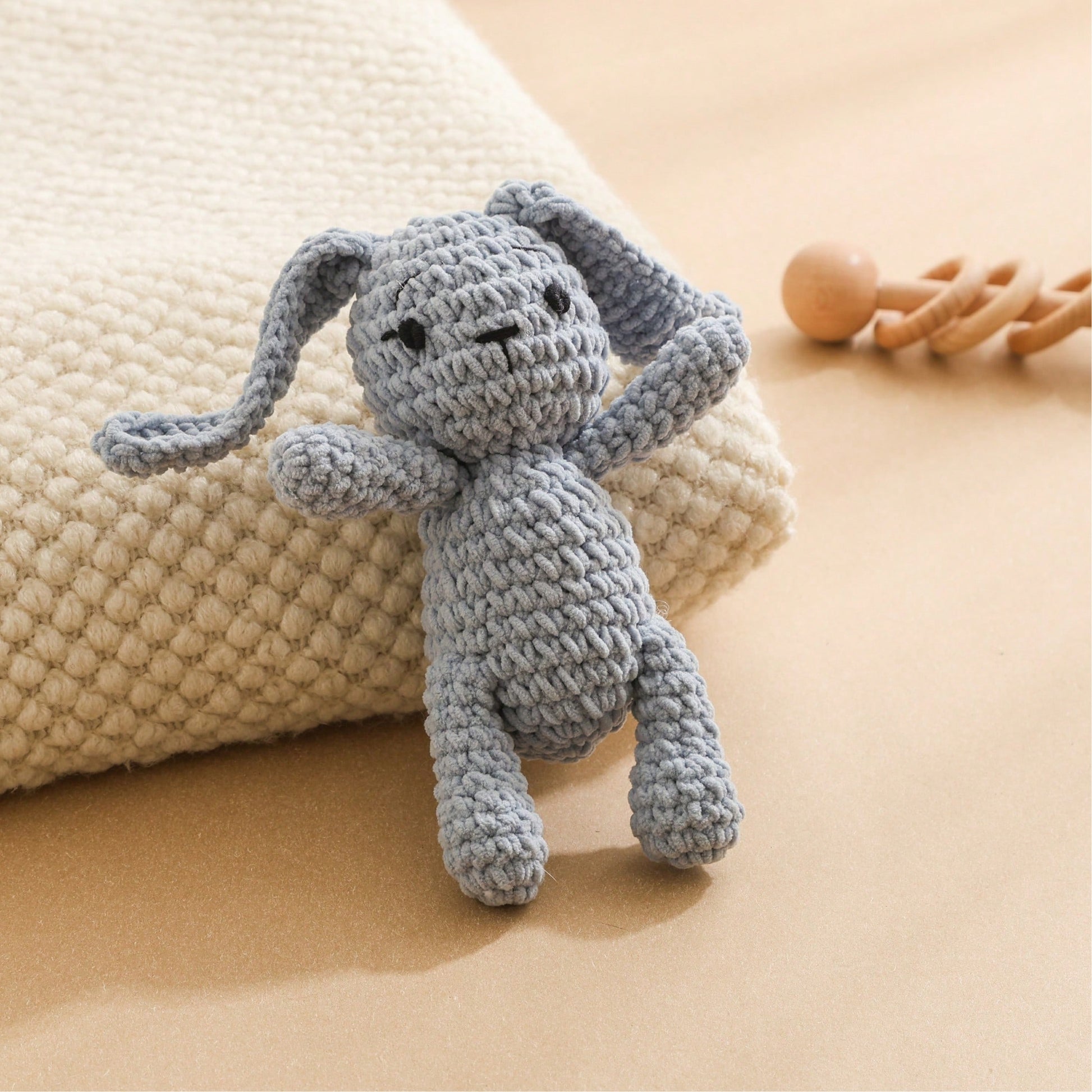 Handmade Crocheted Rabbit, Baby Rattle Toy, 3D Adorable Design, Detailed, Attracts Baby's Attention, Trains Baby's Hearing, Perfect Birthday, Halloween, Christmas Gift For Baby