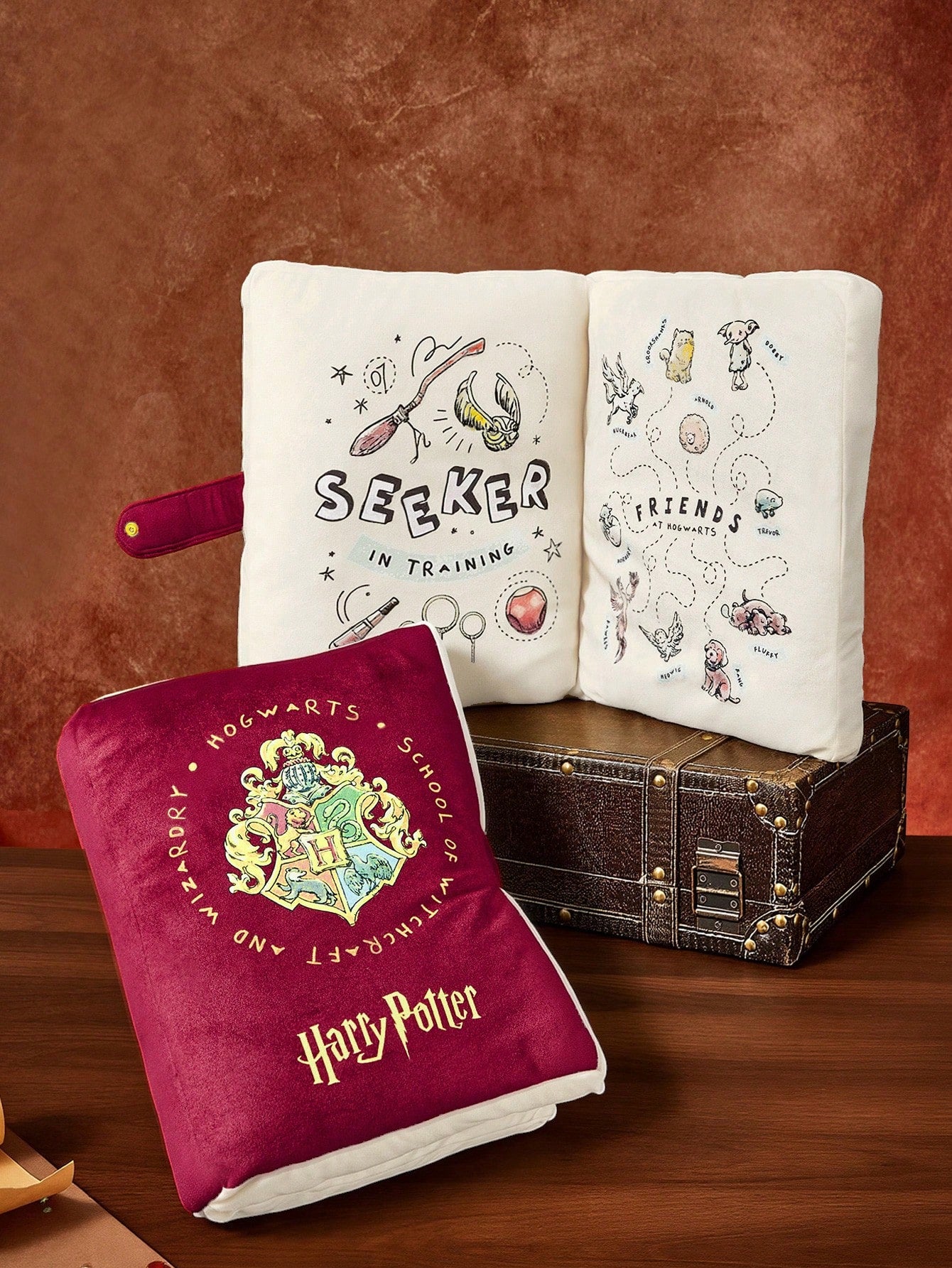 HARRY POTTER X 1Pc Book Throw Pillow, Plot Printing, Schoolbag Shape, Suitable For Sofa, Room, Car, Soft Pillow, Throw Pillow